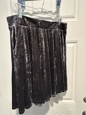 torrid Charcoal/slightly periwinkle Velvet Pleated Skater Skirt
